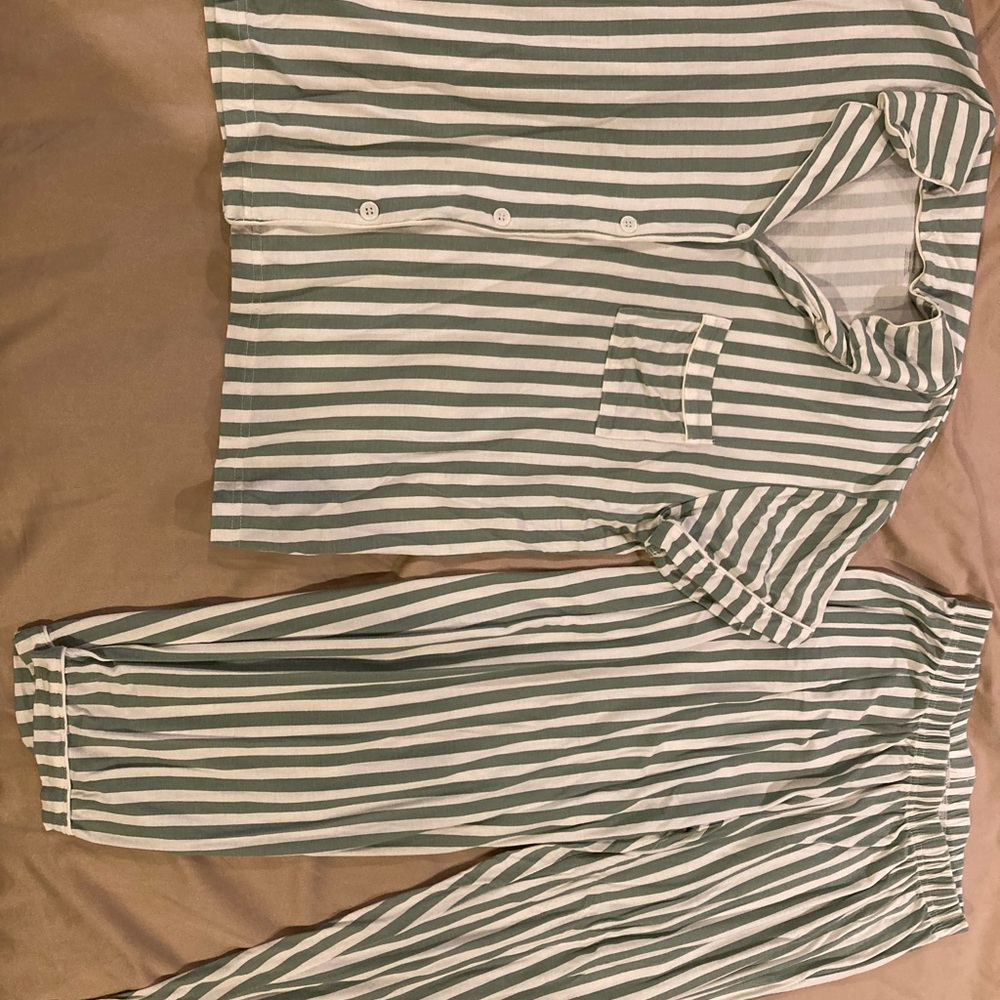 Striped Green and White Pajama Set